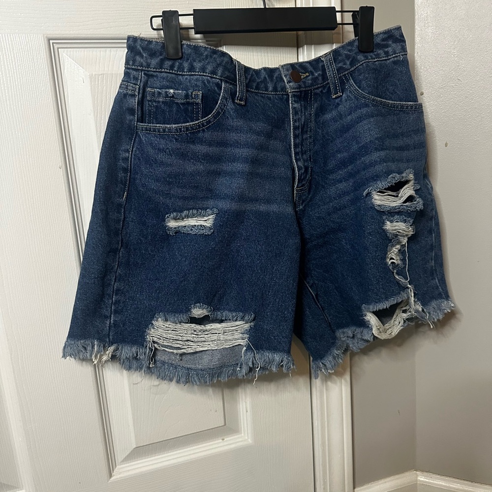 Fashion Nova Blue Distressed Jean Shorts